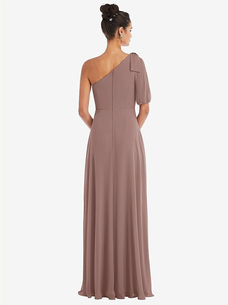 【STYLE: TH048】Bow One-Shoulder Flounce Sleeve Maxi Dress【COLOR: Sienna】