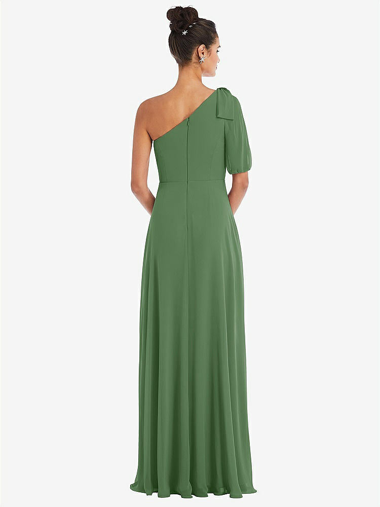 【STYLE: TH048】Bow One-Shoulder Flounce Sleeve Maxi Dress【COLOR: Vineyard Green】