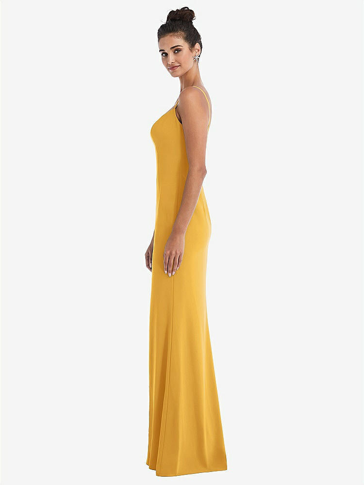 【NEW】【STYLE: TH049】ノッチ クレープ トランペット ガウン 前面 スリット【COLOR: NYC Yellow】【SIZE: 00-30W】