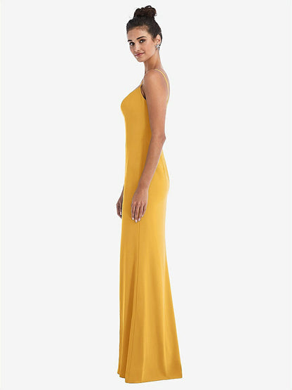 【NEW】【STYLE: TH049】ノッチ クレープ トランペット ガウン 前面 スリット【COLOR: NYC Yellow】【SIZE: 00-30W】
