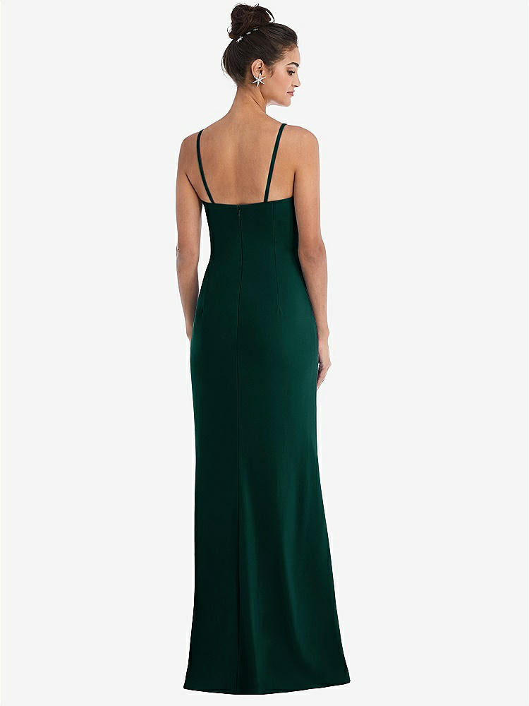 【NEW】【STYLE: TH049】ノッチ クレープ トランペット ガウン 前面 スリット【COLOR: Evergreen】【SIZE: 00-30W】