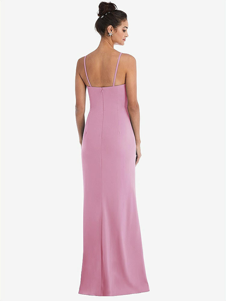 【NEW】【STYLE: TH049】ノッチ クレープ トランペット ガウン 前面 スリット【COLOR: Powder Pink】【SIZE: 00-30W】