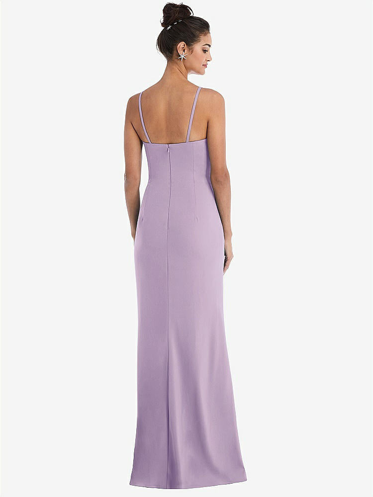 【NEW】【STYLE: TH049】ノッチ クレープ トランペット ガウン 前面 スリット【COLOR: Pale Purple】【SIZE: 00-30W】