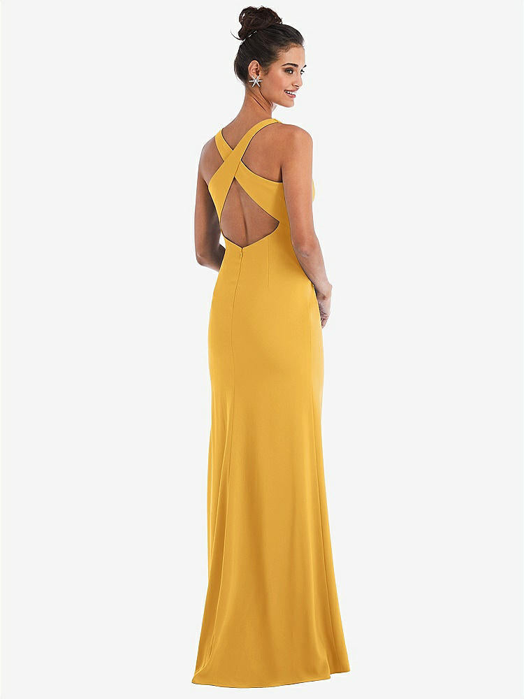 【NEW】【STYLE: TH050】CRISS-CROSS CUTOUT BACK MAXI ドレス 前面 スリット【COLOR: NYC Yellow】【SIZE: 00-30W】