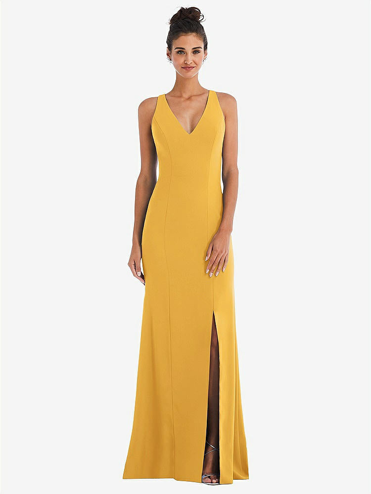 【NEW】【STYLE: TH050】CRISS-CROSS CUTOUT BACK MAXI ドレス 前面 スリット【COLOR: NYC Yellow】【SIZE: 00-30W】