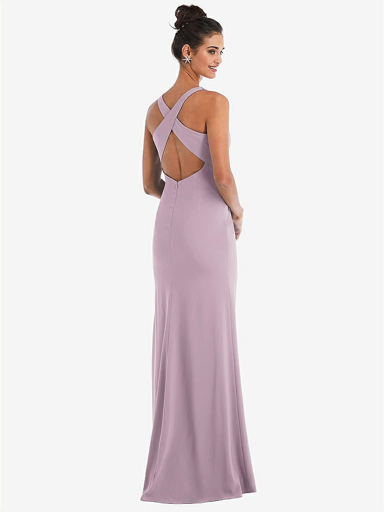 【NEW】【STYLE: TH050】CRISS-CROSS CUTOUT BACK MAXI ドレス 前面 スリット【COLOR: Suede Rose】【SIZE: 00-30W】