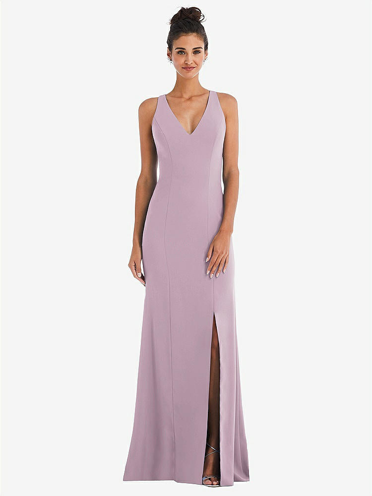 【NEW】【STYLE: TH050】CRISS-CROSS CUTOUT BACK MAXI ドレス 前面 スリット【COLOR: Suede Rose】【SIZE: 00-30W】