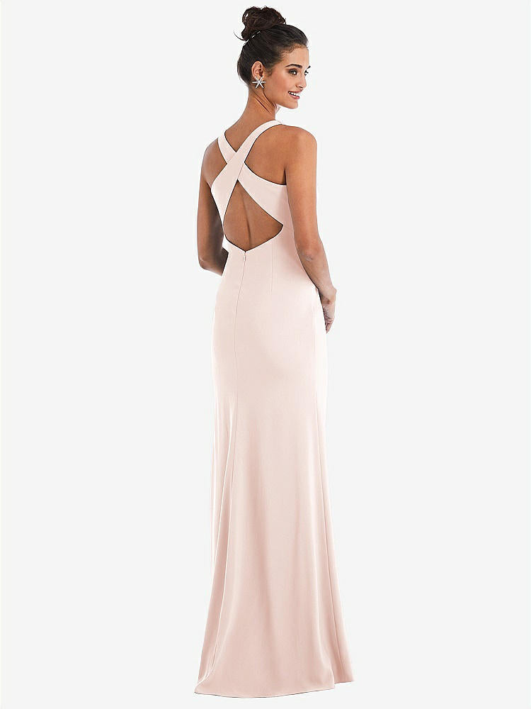 【NEW】【STYLE: TH050】CRISS-CROSS CUTOUT BACK MAXI ドレス 前面 スリット【COLOR: Blush】【SIZE: 00-30W】