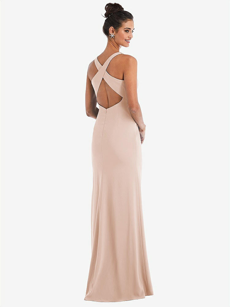 【NEW】【STYLE: TH050】CRISS-CROSS CUTOUT BACK MAXI ドレス 前面 スリット【COLOR: Cameo】【SIZE: 00-30W】