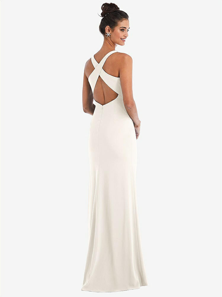 【NEW】【STYLE: TH050】CRISS-CROSS CUTOUT BACK MAXI ドレス 前面 スリット【COLOR: Ivory】【SIZE: 00-30W】