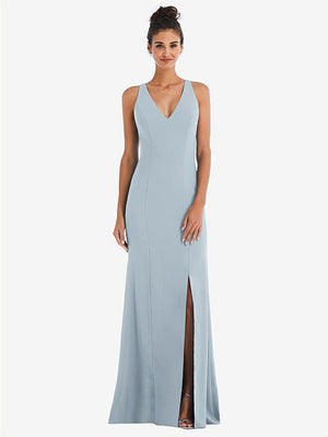 【STYLE: TH050】Criss-Cross Cutout Back Maxi Dress with Front Slit【COLOR: Mist】