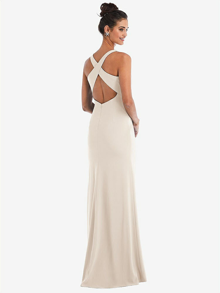 【NEW】【STYLE: TH050】CRISS-CROSS CUTOUT BACK MAXI ドレス 前面 スリット【COLOR: Oat】【SIZE: 00-30W】