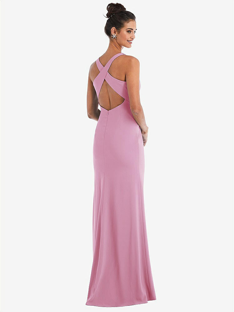 【NEW】【STYLE: TH050】CRISS-CROSS CUTOUT BACK MAXI ドレス 前面 スリット【COLOR: Powder Pink】【SIZE: 00-30W】