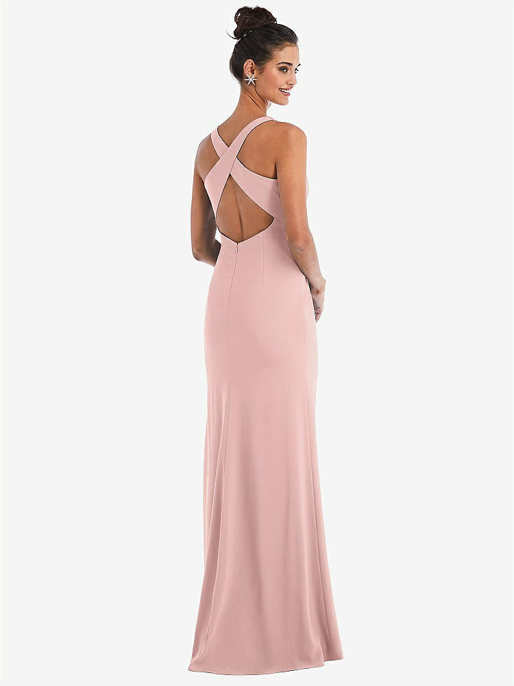 【NEW】【STYLE: TH050】CRISS-CROSS CUTOUT BACK MAXI ドレス 前面 スリット【COLOR: Rose - PANTONE Rose Quartz】【SIZE: 00-30W】