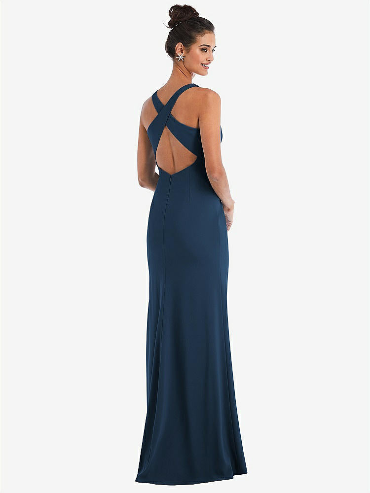 【NEW】【STYLE: TH050】CRISS-CROSS CUTOUT BACK MAXI ドレス 前面 スリット【COLOR: Sofia Blue】【SIZE: 00-30W】