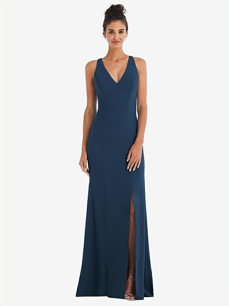 【NEW】【STYLE: TH050】CRISS-CROSS CUTOUT BACK MAXI ドレス 前面 スリット【COLOR: Sofia Blue】【SIZE: 00-30W】