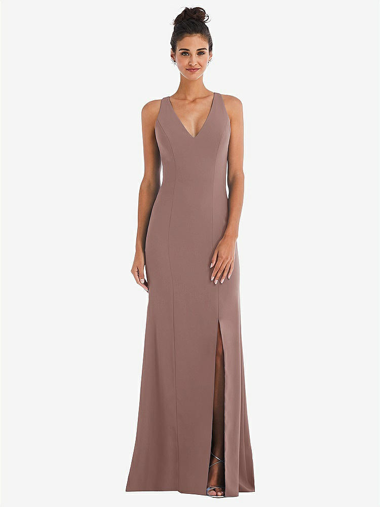 【NEW】【STYLE: TH050】CRISS-CROSS CUTOUT BACK MAXI ドレス 前面 スリット【COLOR: Sienna】【SIZE: 00-30W】