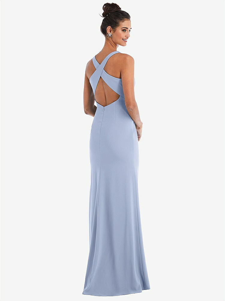 【NEW】【STYLE: TH050】CRISS-CROSS CUTOUT BACK MAXI ドレス 前面 スリット【COLOR: Sky Blue】【SIZE: 00-30W】
