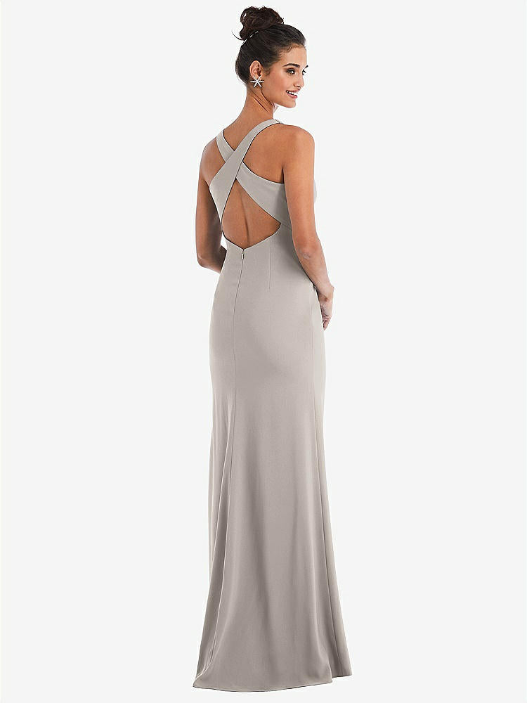 【NEW】【STYLE: TH050】CRISS-CROSS CUTOUT BACK MAXI ドレス 前面 スリット【COLOR: Taupe】【SIZE: 00-30W】