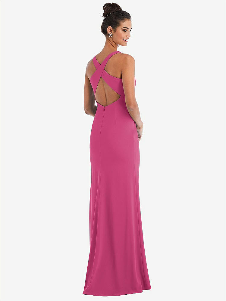 【NEW】【STYLE: TH050】CRISS-CROSS CUTOUT BACK MAXI ドレス 前面 スリット【COLOR: Tea Rose】【SIZE: 00-30W】