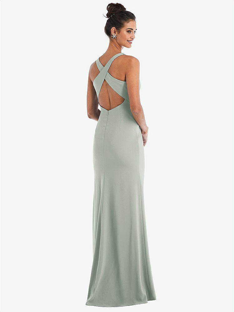 【NEW】【STYLE: TH050】CRISS-CROSS CUTOUT BACK MAXI ドレス 前面 スリット【COLOR: Willow Green】【SIZE: 00-30W】