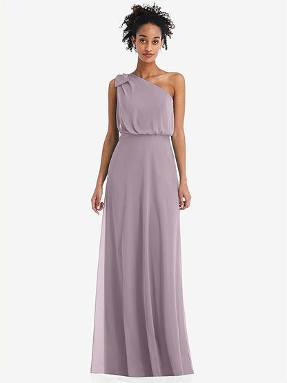 【NEW】【STYLE: TH052】ワンショルダー 弓 ブルーソン ボディス マキシ ドレス【COLOR: Lilac Dusk】【SIZE: 00-30W】