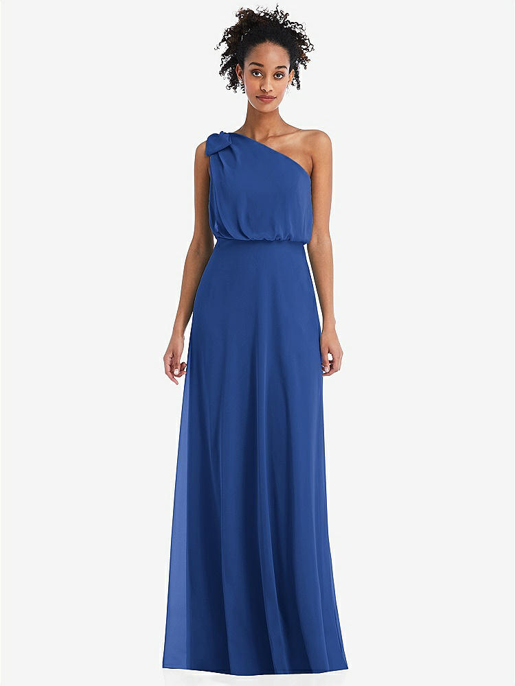 【NEW】【STYLE: TH052】ワンショルダー 弓 ブルーソン ボディス マキシ ドレス【COLOR: Classic Blue】【SIZE: 00-30W】