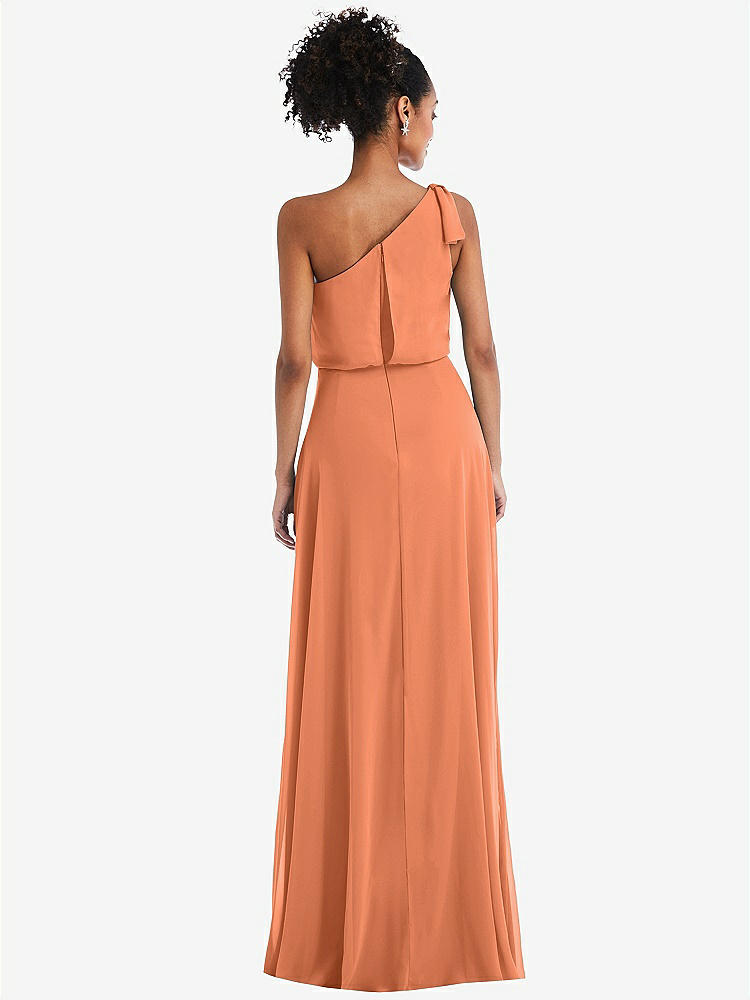 【STYLE: TH052】One-Shoulder Bow Blouson Bodice Maxi Dress【COLOR: Sweet Melon】