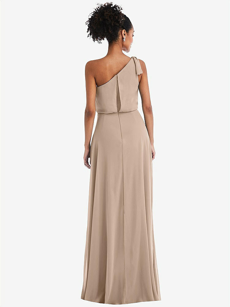 【STYLE: TH052】One-Shoulder Bow Blouson Bodice Maxi Dress【COLOR: Topaz】