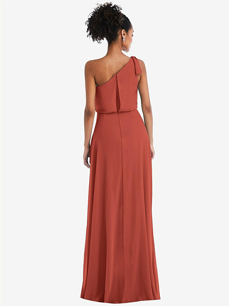 【STYLE: TH052】One-Shoulder Bow Blouson Bodice Maxi Dress【COLOR: Amber Sunset】