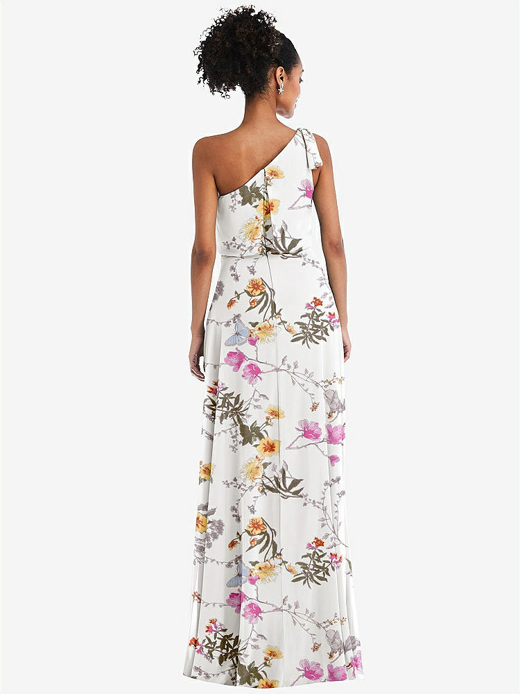 【STYLE: TH052】One-Shoulder Bow Blouson Bodice Maxi Dress【COLOR: Butterfly Botanica Ivory】