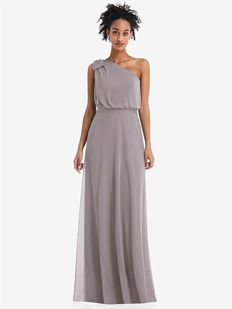 【NEW】【STYLE: TH052】ワンショルダー 弓 ブルーソン ボディス マキシ ドレス【COLOR: Cashmere Gray】【SIZE: 00-30W】