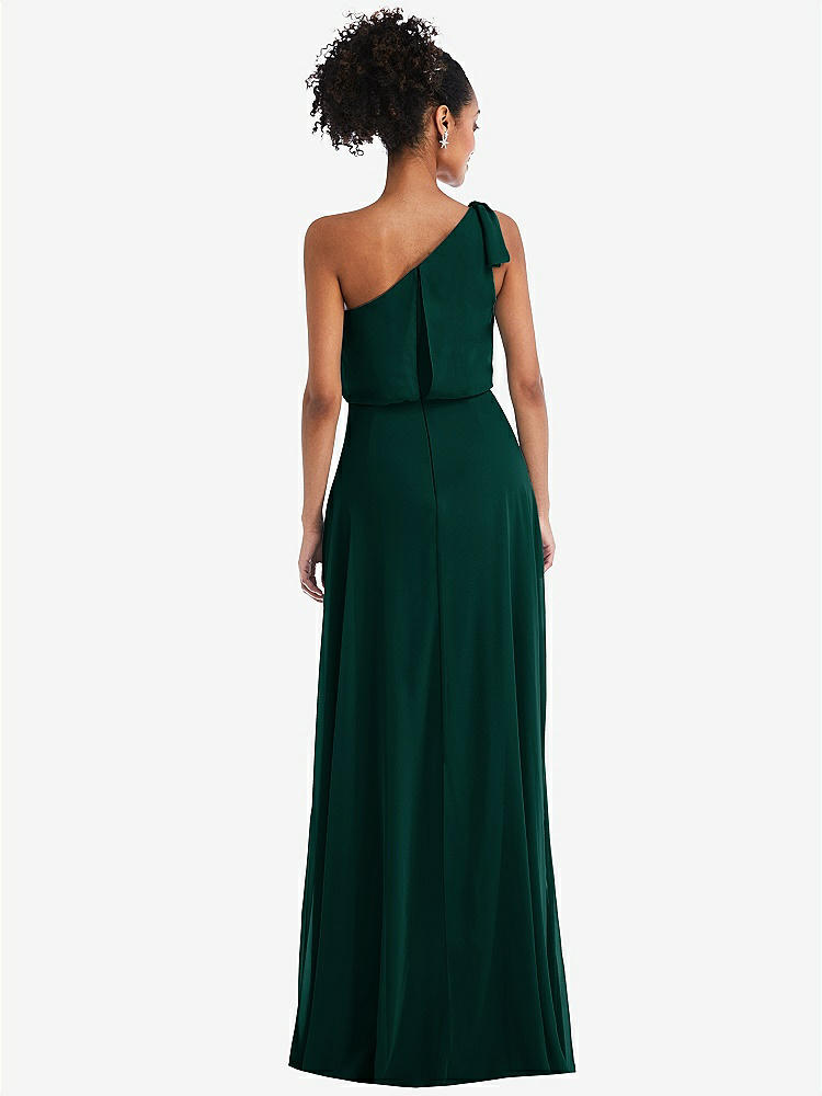 【STYLE: TH052】One-Shoulder Bow Blouson Bodice Maxi Dress【COLOR: Evergreen】