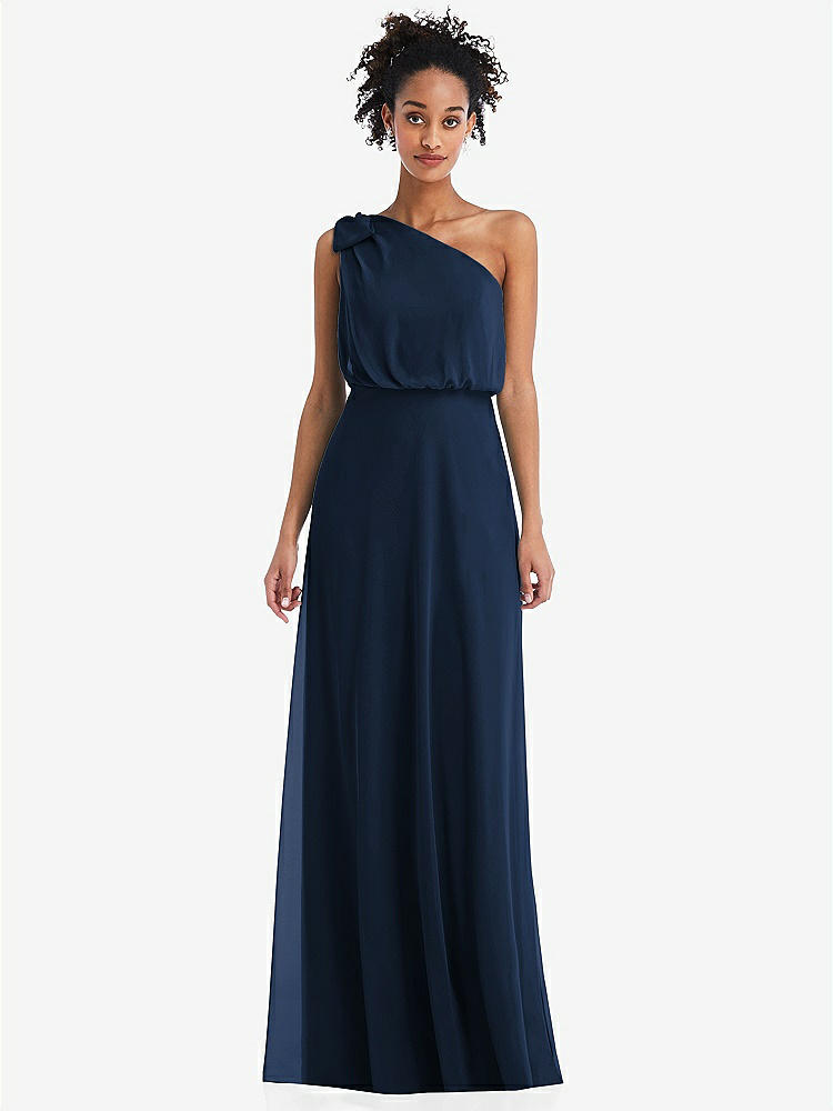 【NEW】【STYLE: TH052】ワンショルダー 弓 ブルーソン ボディス マキシ ドレス【COLOR: Midnight Navy】【SIZE: 00-30W】