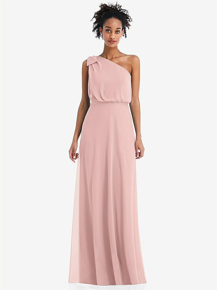 【NEW】【STYLE: TH052】ワンショルダー 弓 ブルーソン ボディス マキシ ドレス【COLOR: Rose - PANTONE Rose Quartz】【SIZE: 00-30W】