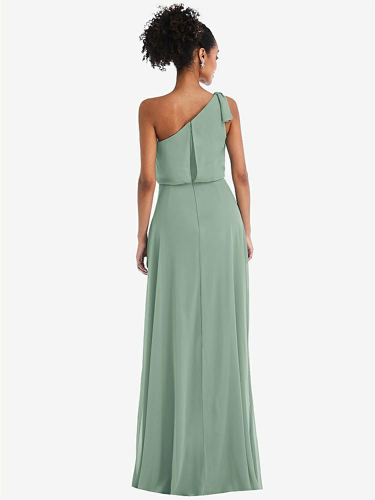 【STYLE: TH052】One-Shoulder Bow Blouson Bodice Maxi Dress【COLOR: Seagrass】