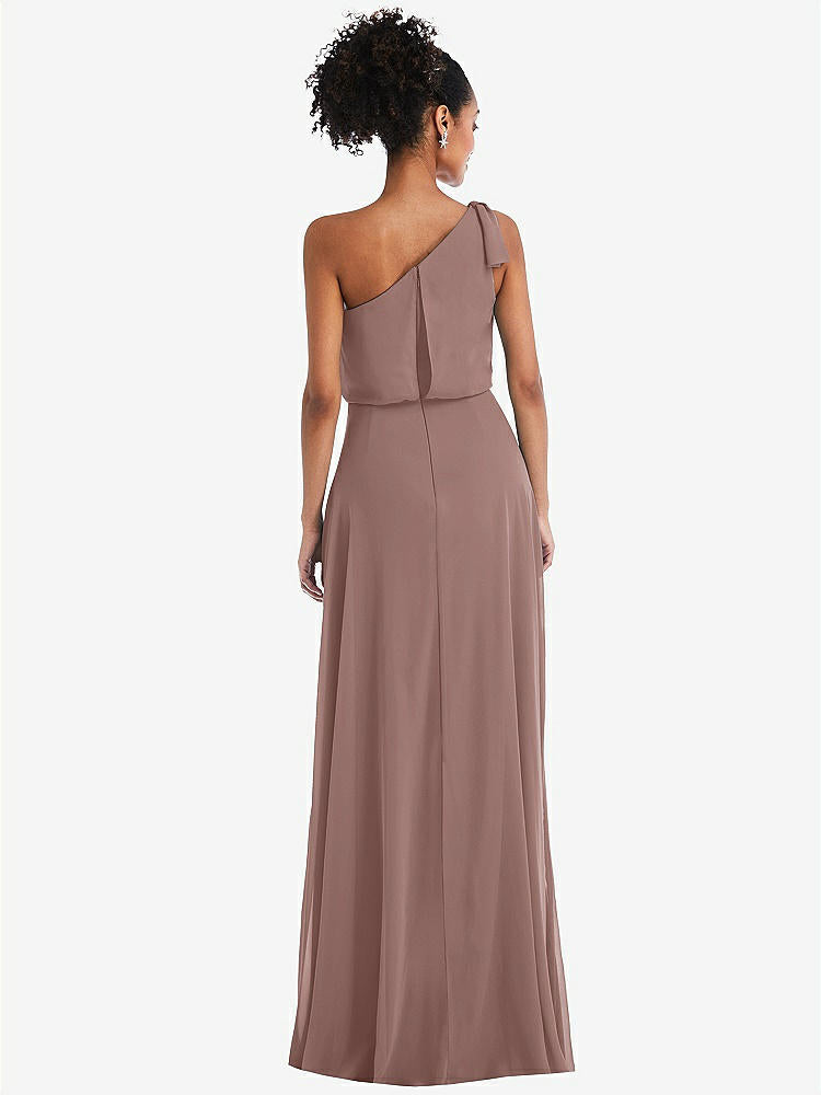 【STYLE: TH052】One-Shoulder Bow Blouson Bodice Maxi Dress【COLOR: Sienna】