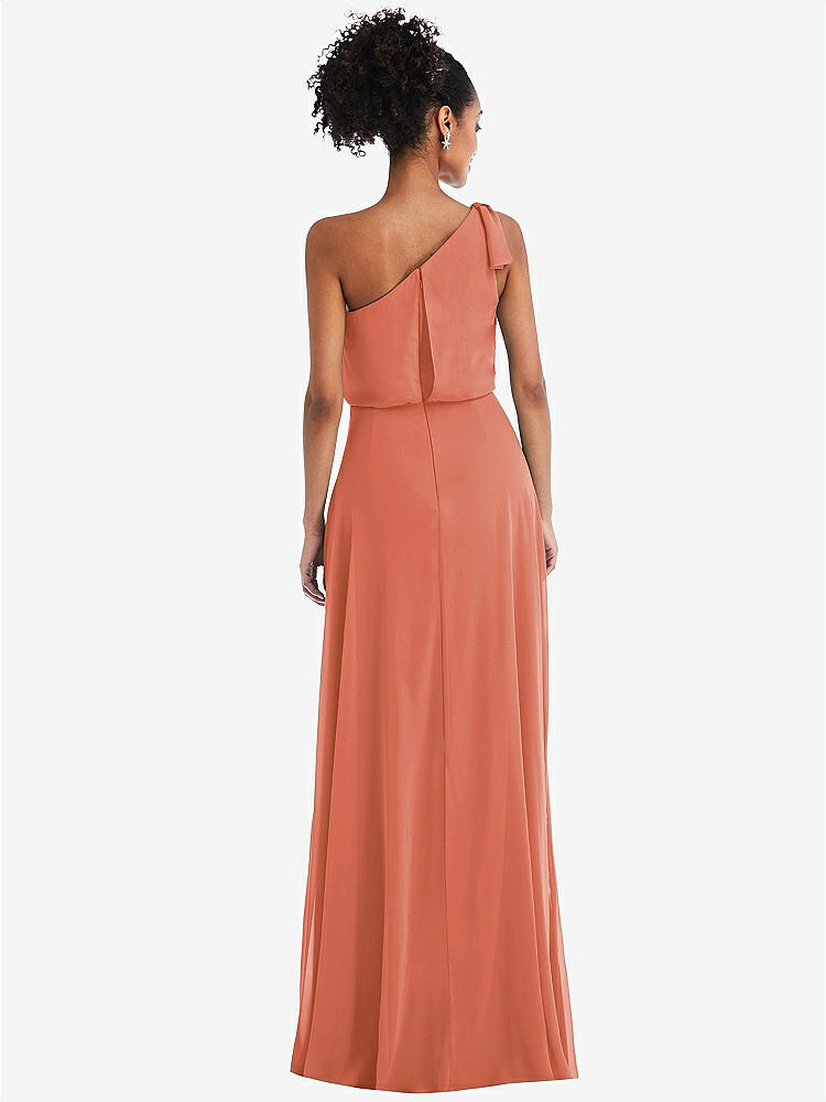 【STYLE: TH052】One-Shoulder Bow Blouson Bodice Maxi Dress【COLOR: Terracotta Copper】