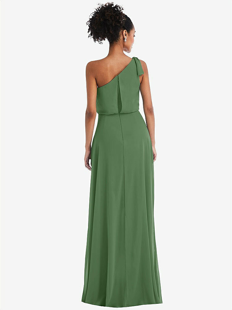 【STYLE: TH052】One-Shoulder Bow Blouson Bodice Maxi Dress【COLOR: Vineyard Green】