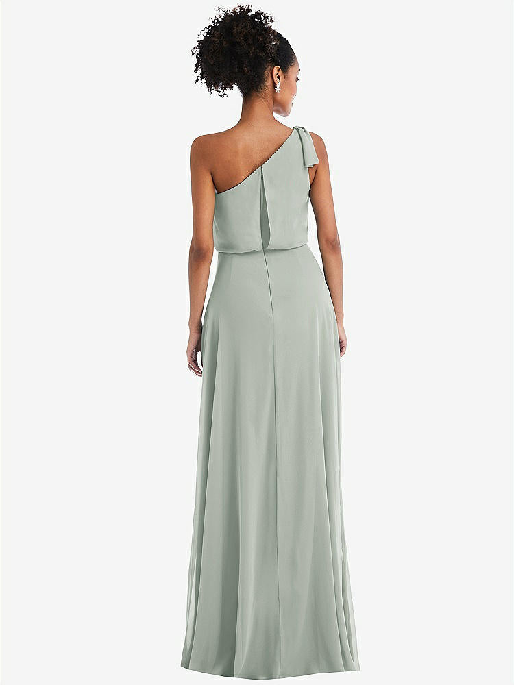 【STYLE: TH052】One-Shoulder Bow Blouson Bodice Maxi Dress【COLOR: Willow Green】