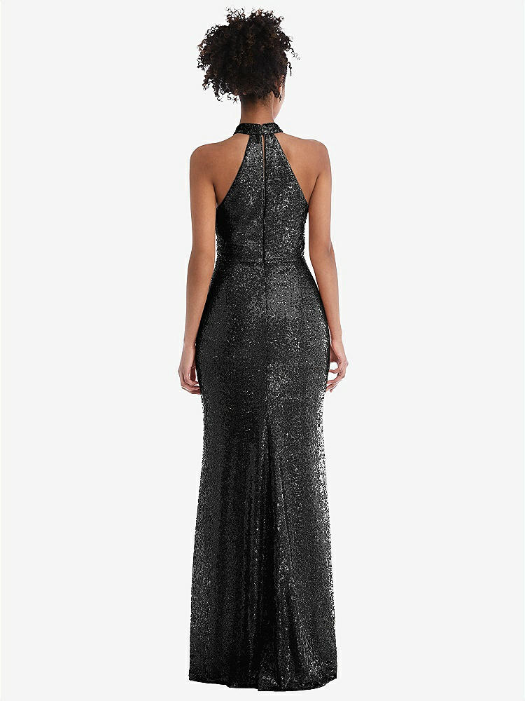 【NEW】【STYLE: TH054】スタンド 襟 ホルター スパンコール トランペット ガウン【COLOR: Black】【SIZE: 00-30W】