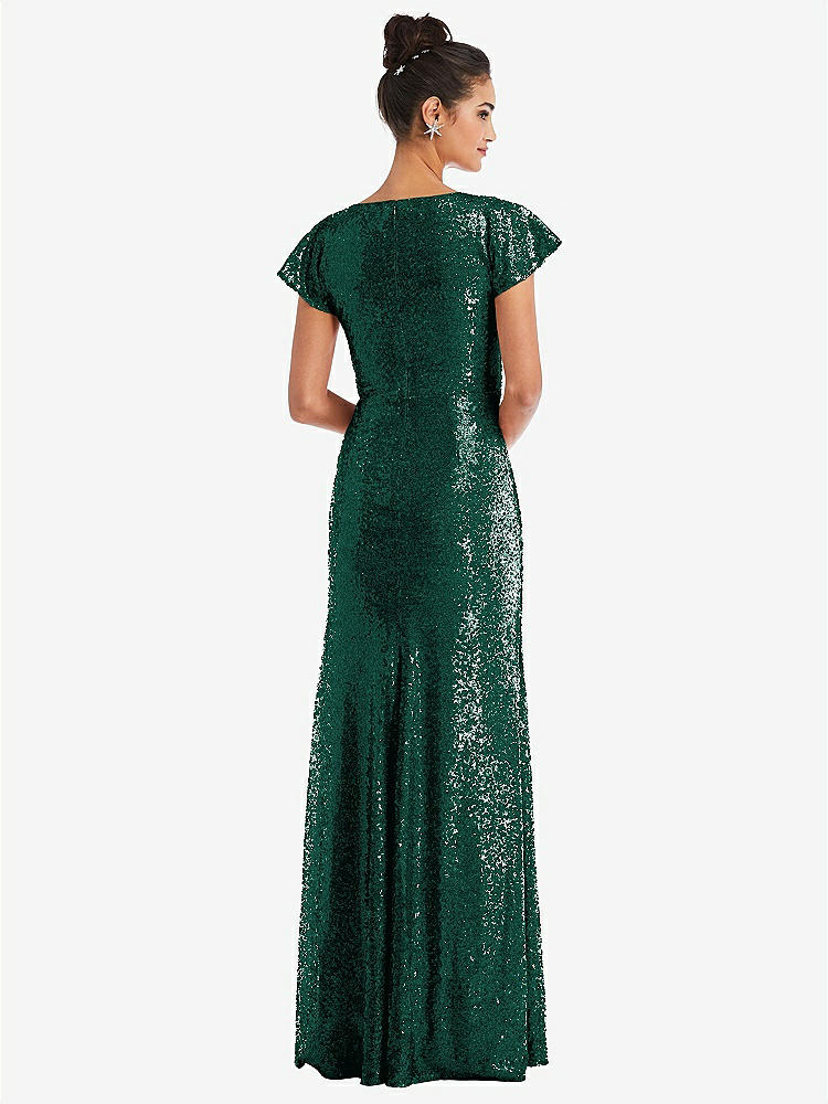 【NEW】【STYLE: TH056】キャップ スリーブ ラップ ボディス スパンコール マキシ ドレス【COLOR: Hunter Green】【SIZE: 00-30W】