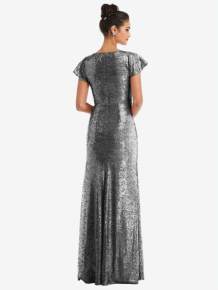 【STYLE: TH056】Cap Sleeve Wrap Bodice Sequin Maxi Dress【COLOR: Stardust】