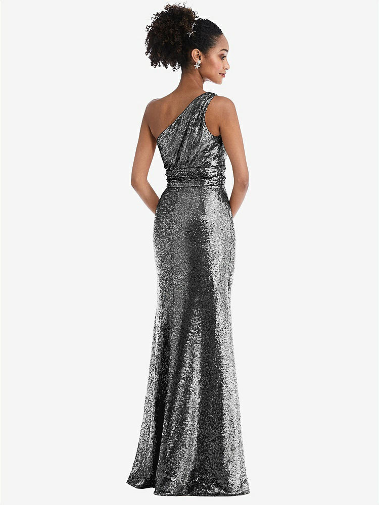 【NEW】【STYLE: TH058】ワンショルダー ドレープ Sequin Maxi ドレス【COLOR: Stardust】【SIZE: 00-30W】