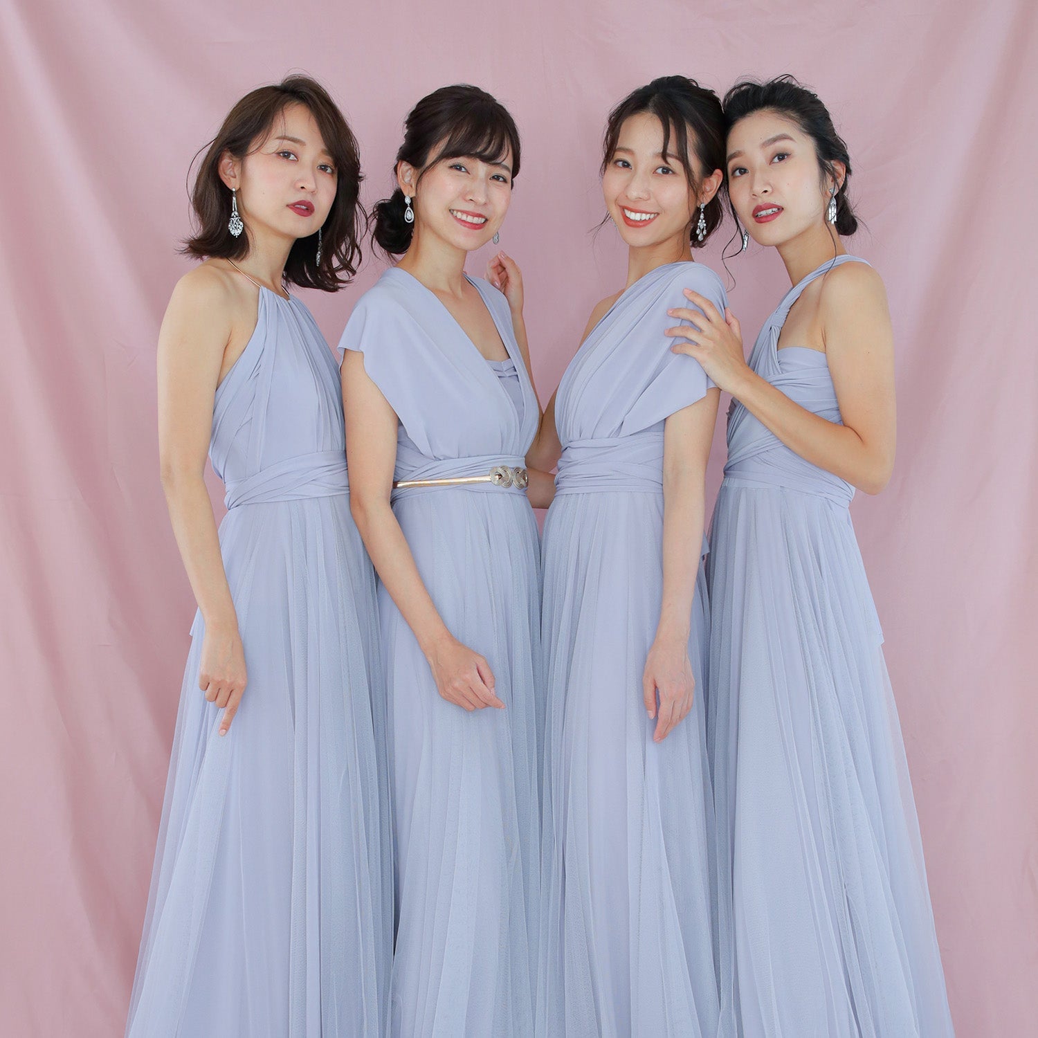 [Same-day shipping] TW005 Tulle Twist &amp;amp; Wrap Bridesmaid Infinity Dress [Light Gray]