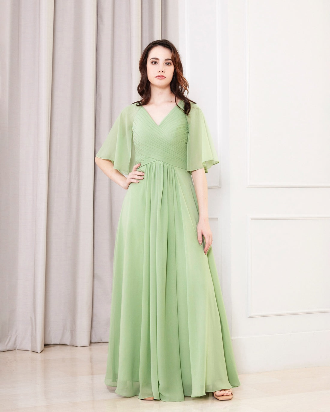 NV1031 Cape sleeve long dress