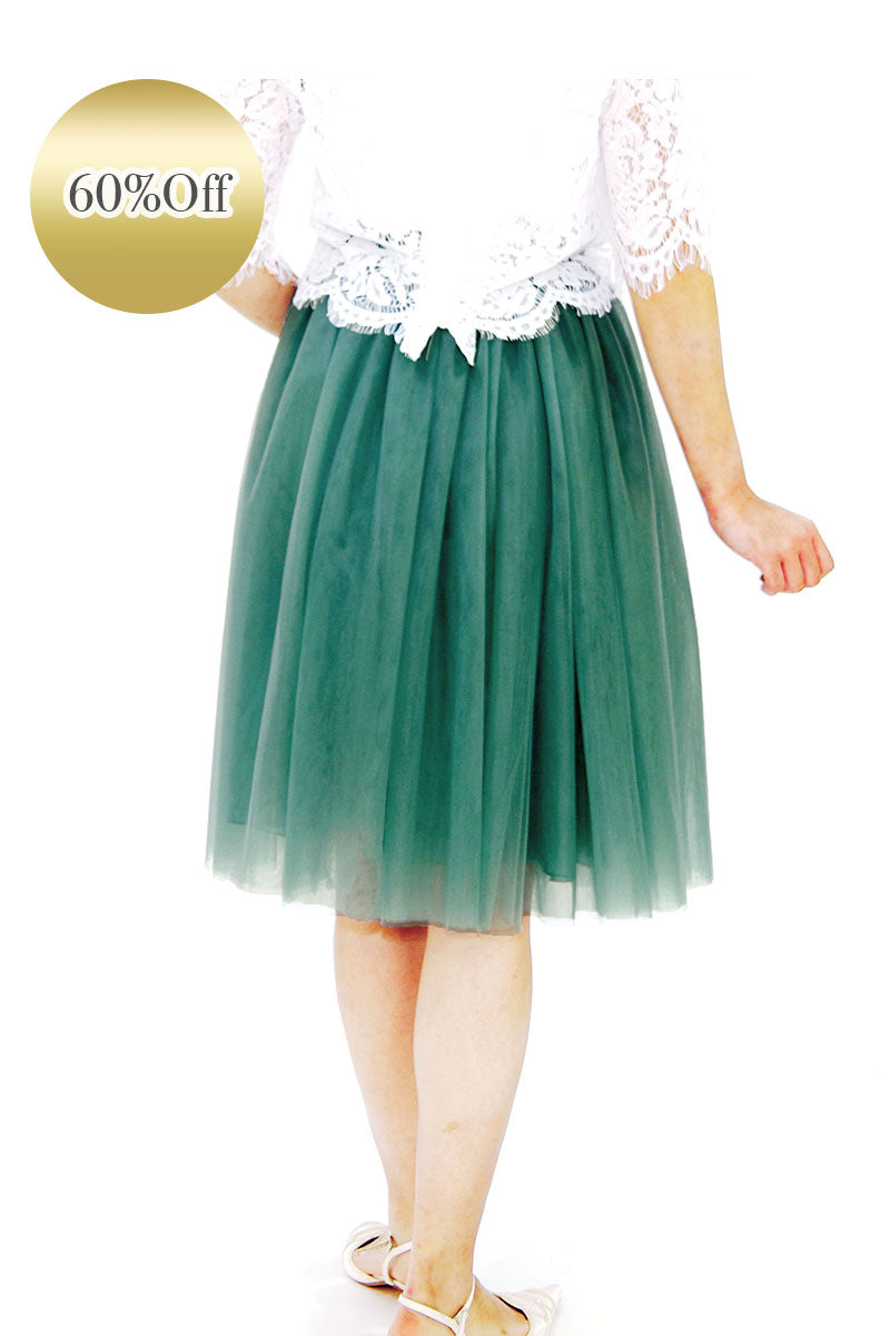 [60%OFF] Tulle Skirt Blue Green Size M