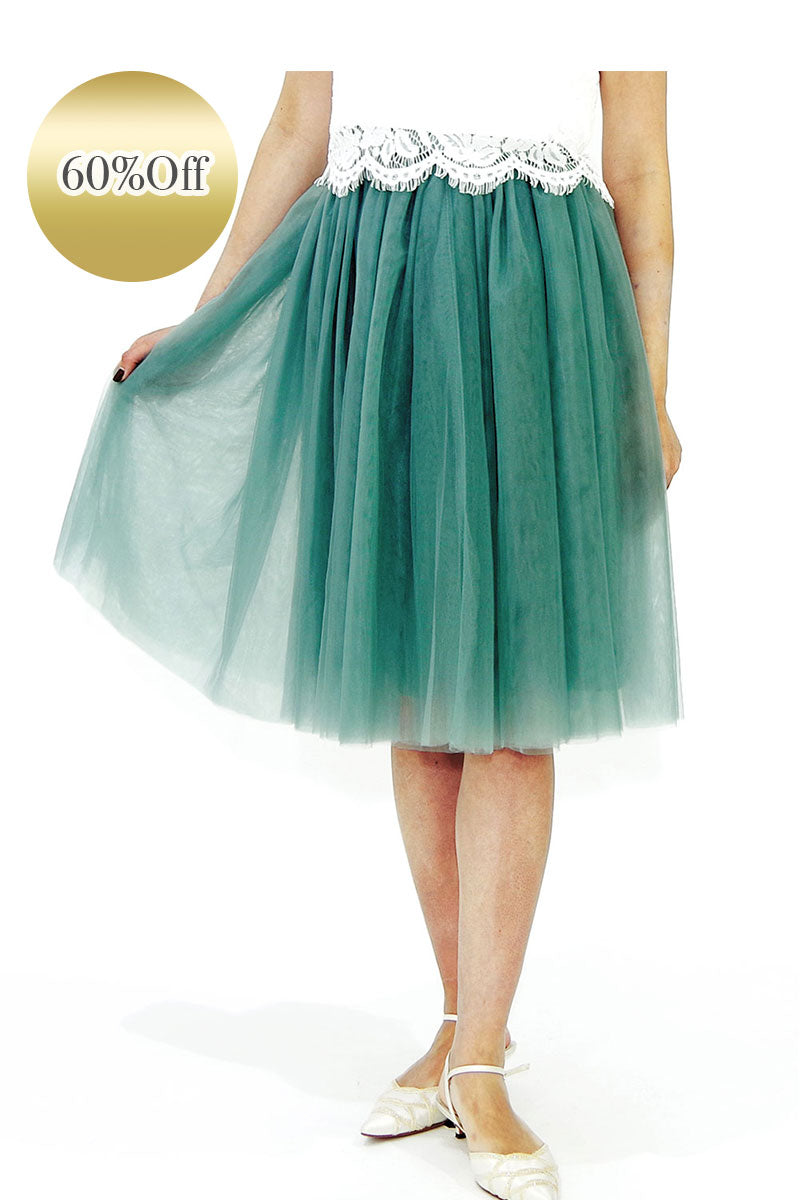 [60%OFF] Tulle Skirt Blue Green Size M