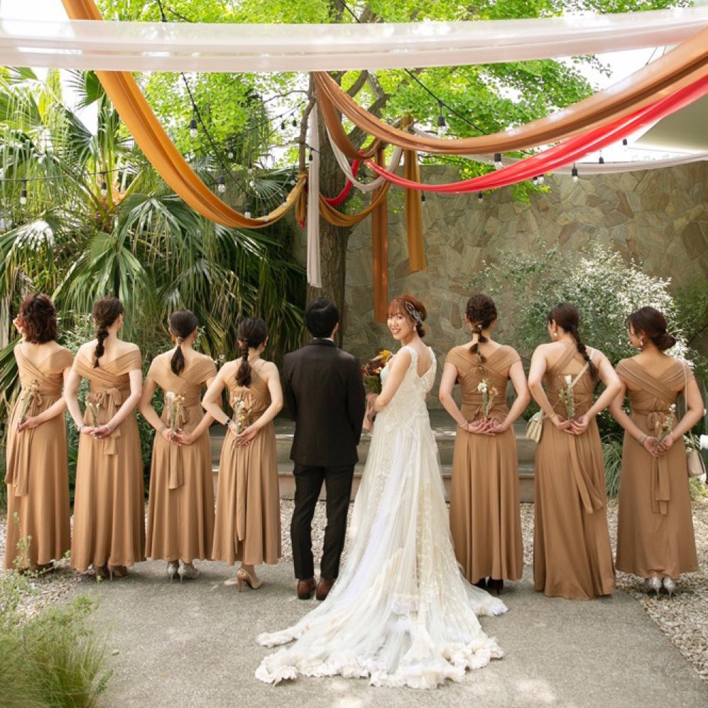  ツイスト＆ラップ インフィニティドレス フリーサイズ 大きいサイズ マタニティ ブライズメイド ドレス 衣装 フラダンス インフィニットドレス　モカ ブラウン