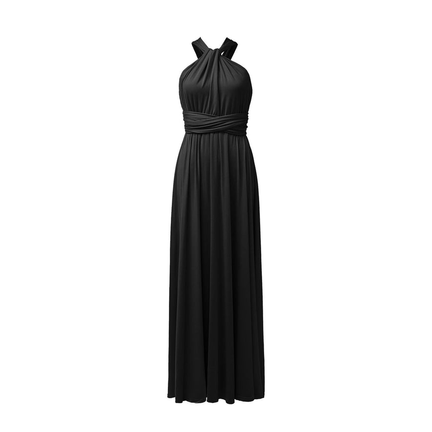  ツイスト＆ラップ インフィニティドレス フリーサイズ 大きいサイズ マタニティ ブライズメイド ドレス 衣装 フラダンス インフィニットドレス 黒 ブラック